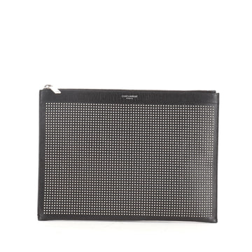 Saint Laurent Zip Pouch Studded Leather Medium