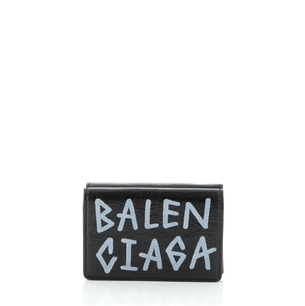 Balenciaga Graffiti Flap Wallet Leather Mini Black 63526121 