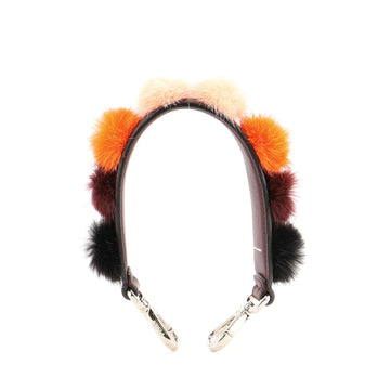Fendi Pom Pom Mini Strap You Short Shoulder Strap Leather and Fur
