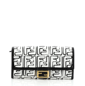 Fendi Baguette Continental Wallet Printed Zucca Embossed Leather