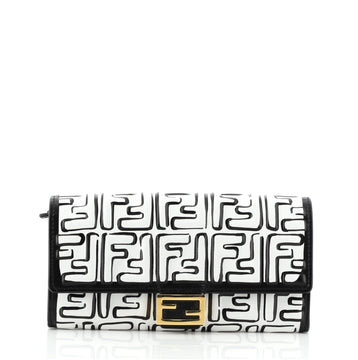 Fendi Baguette Continental Wallet Printed Zucca Embossed Leather