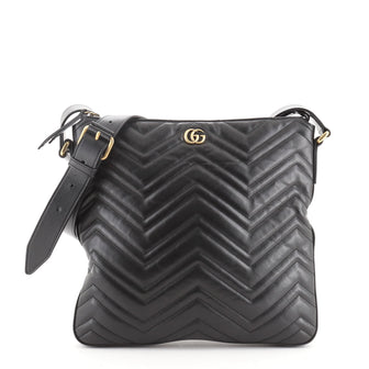 Gucci GG Marmont Zip Messenger Bag Matelasse Leather Medium
