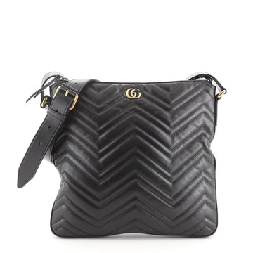 Gucci GG Marmont Zip Messenger Bag Matelasse Leather Medium