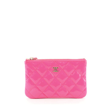 Chanel Classic O Case Pouch Quilted Patent Mini
