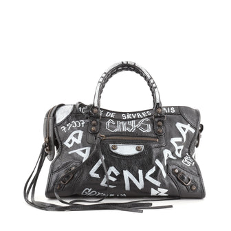 Balenciaga City Graffiti Classic Studs Bag Leather Small