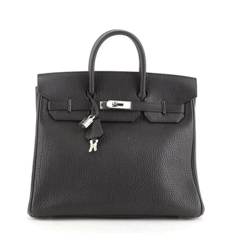 Hermes HAC Birkin Bag Black Fjord with Palladium Hardware 32