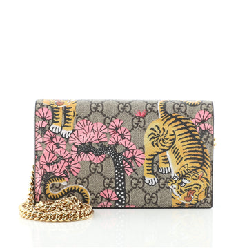 Gucci Chain Wallet Bengal Print GG Coated Canvas