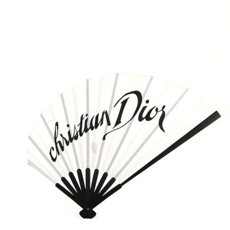 Christian Dior John Galliano Logo Fan Fabric and Wood