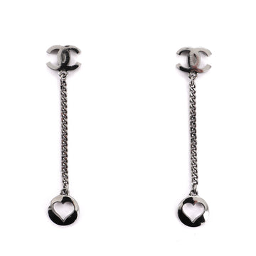 Chanel CC Heart Drop Earrings Metal
