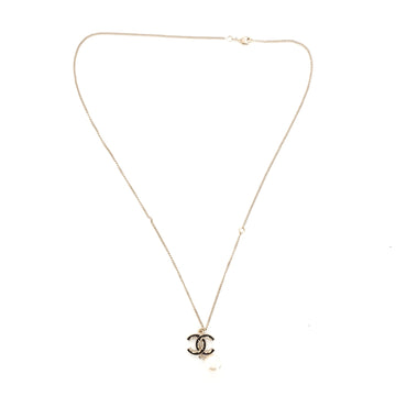 Chanel CC Pearl Drop Necklace Metal with Pearls