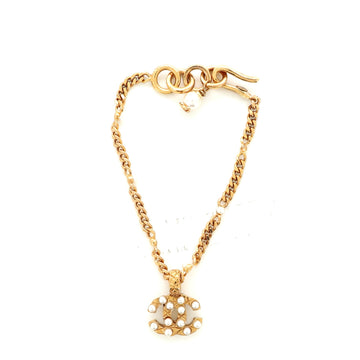 Chanel CC Charm Pearl Bracelet Faux Pearls and Metal with Crystal