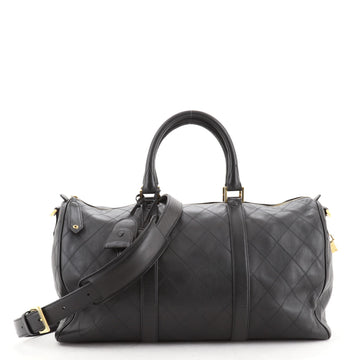 Chanel Vintage Diamond Stitch Boston Bag Quilted Caviar Medium