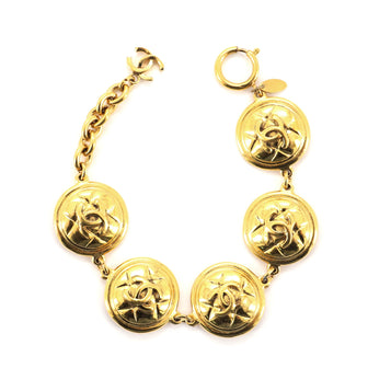 Chanel Vintage CC Quilted Medallion Bracelet Metal