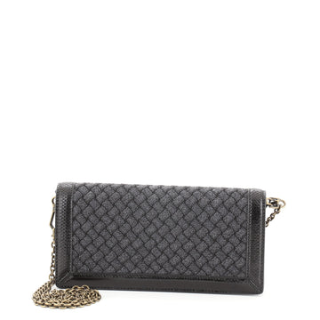 Bottega Veneta Wallet on Chain Intrecciato Knitted Lurex with Snakeskin Long