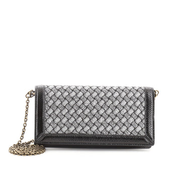 Bottega Veneta Wallet on Chain Intrecciato Knitted Lurex with Snakeskin Long
