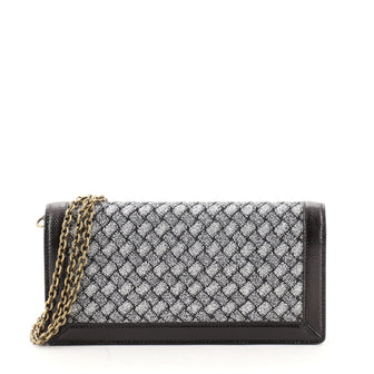 Bottega Veneta Wallet on Chain Intrecciato Knitted Lurex with Snakeskin Long