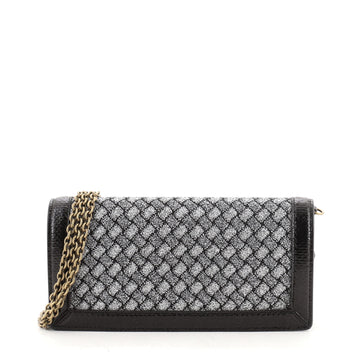 Bottega Veneta Wallet on Chain Intrecciato Knitted Lurex with Snakeskin Long