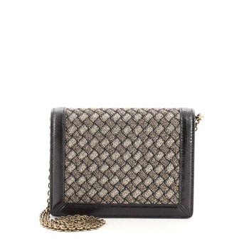 Bottega Veneta Flap Wallet on Chain Intrecciato Knitted Lurex with Snakeskin Small