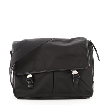 Prada Zip Buckle Messenger Bag Tessuto Large