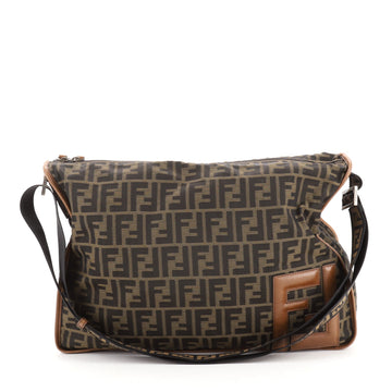 Fendi Zip Around Messenger Bag Zucca Canvas Large