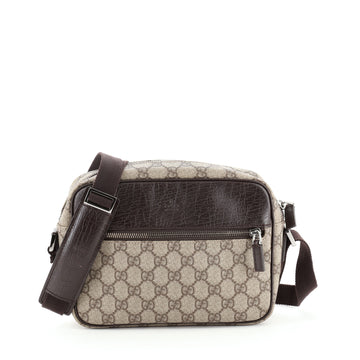 Gucci Front Zip Crossbody GG Coated Canvas with Leather Small