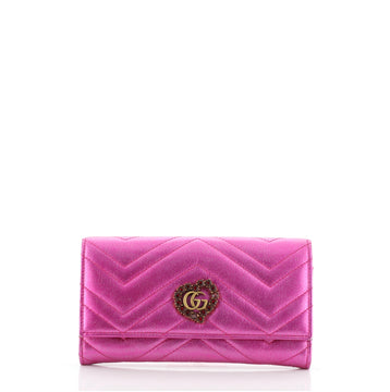 Gucci Valentine's Day GG Marmont Continental Wallet Crystal Embellished Matelasse Leather Long