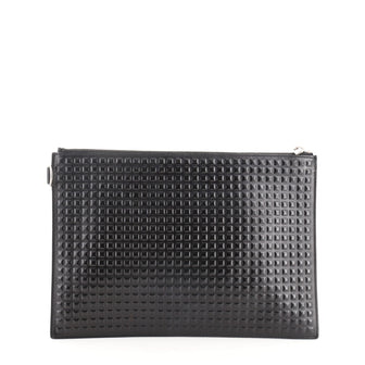 Balenciaga Zip Pouch Grid Embossed Leather
