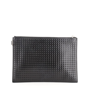Balenciaga Zip Pouch Grid Embossed Leather