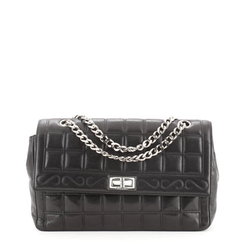 Chanel Vintage Chocolate Bar Mademoiselle Chain Flap Bag Quilted Leather Medium