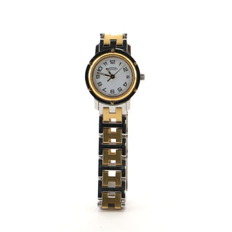 Hermes Clipper Quartz Watch Stainless Steel and Plated Metal 24