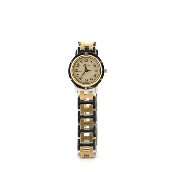 Hermes Clipper Quartz Watch Stainless Steel and Plated Metal 24