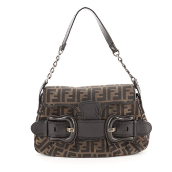 Fendi B Bis Flap Bag Zucca Canvas Medium