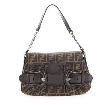 Fendi B Bis Flap Bag Zucca Canvas Medium