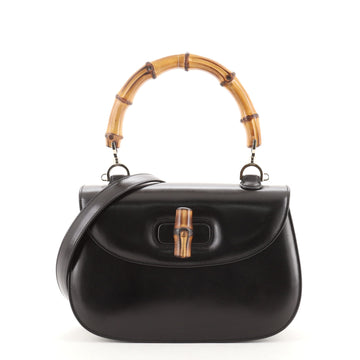 Gucci Vintage Convertible Bamboo Top Handle Bag Leather Medium