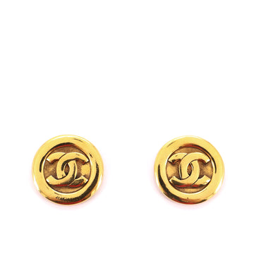 Chanel Vintage Round CC Clip-On Earrings Metal