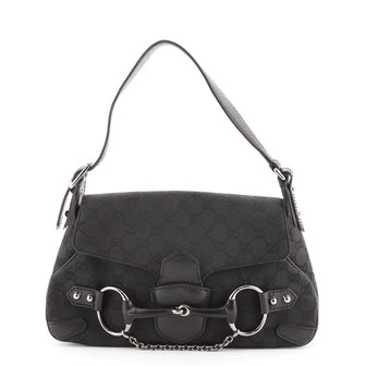 Gucci Horsebit Flap Shoulder Bag GG Canvas Medium