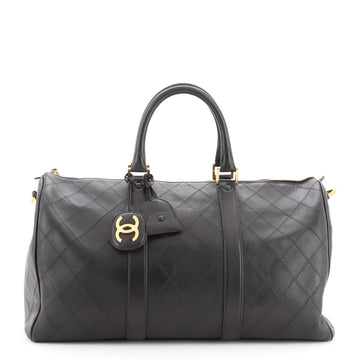 Chanel Vintage Diamond Stitch Boston Bag Quilted Lambskin Large