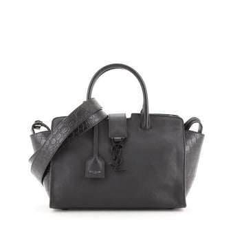 Saint Laurent Monogram Cabas Downtown Leather with Crocodile Embossed Leather Baby