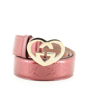 Gucci Lovely Heart GG Belt Guccissima Leather Wide
