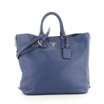 Prada Side Zip Convertible Shopper Tote Vitello Daino Large