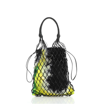 Prada Tie Dye Fishnet Tote Woven Leather and Canvas