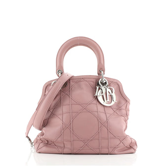Christian Dior Granville Satchel Cannage Quilt Leather Medium