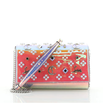 Christian Louboutin Paloma Clutch Holographic Spiked Leather