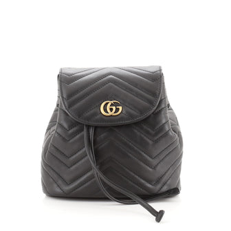 Gucci GG Marmont Drawstring Backpack Matelasse Leather Mini