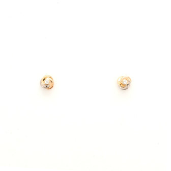 Cartier Trinity Stud Earrings 18K Tricolor Gold with Diamond Mini