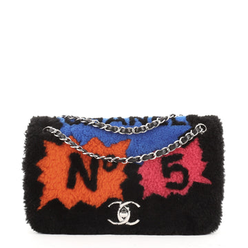 Chanel No.5 Comic Flap Bag Shearling with Quilted Lambskin Medium