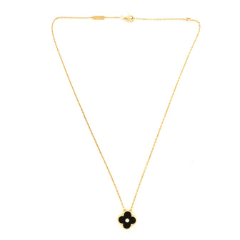 Van Cleef & Arpels Vintage Alhambra Pendant Necklace 18K Yellow Gold, Onyx and Diamond