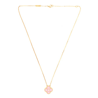 Van Cleef & Arpels Vintage Alhambra Pendant Necklace Rose Gold and S√®vres Porcelain with Diamond