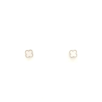 Van Cleef & Arpels Sweet Alhambra Stud Earrings 18K White Gold and Mother of Pearl