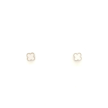 Van Cleef & Arpels Sweet Alhambra Stud Earrings 18K White Gold and Mother of Pearl